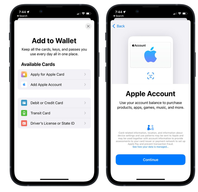 永和苹果手机维修分享iOS 15.5钱包App如何添加 Apple 账户 