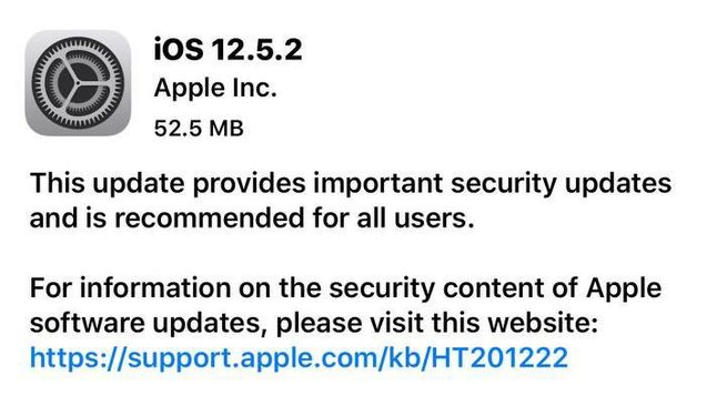 永和苹果手机维修分享iOS12.5.2发布，建议所有老苹果用户安装 